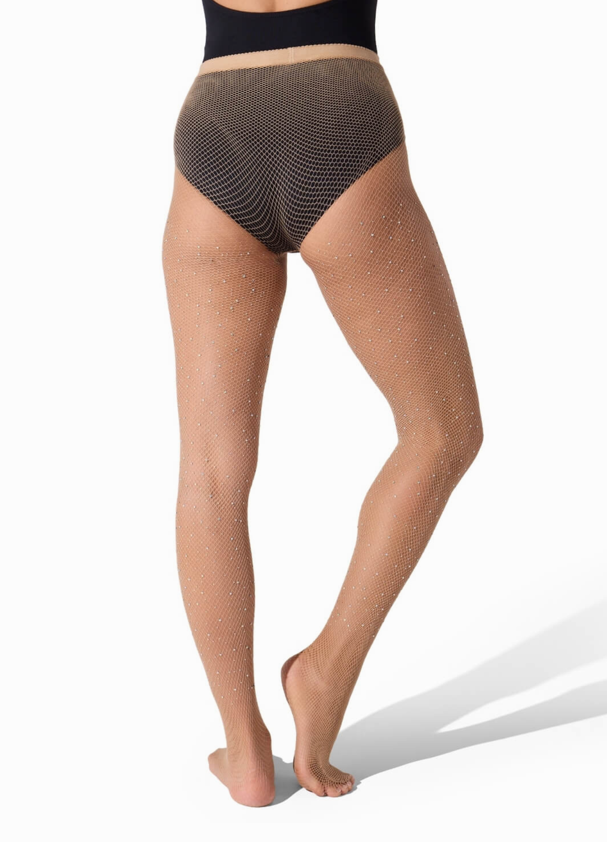 Meia-calça Arrastão com Strass - Caramel