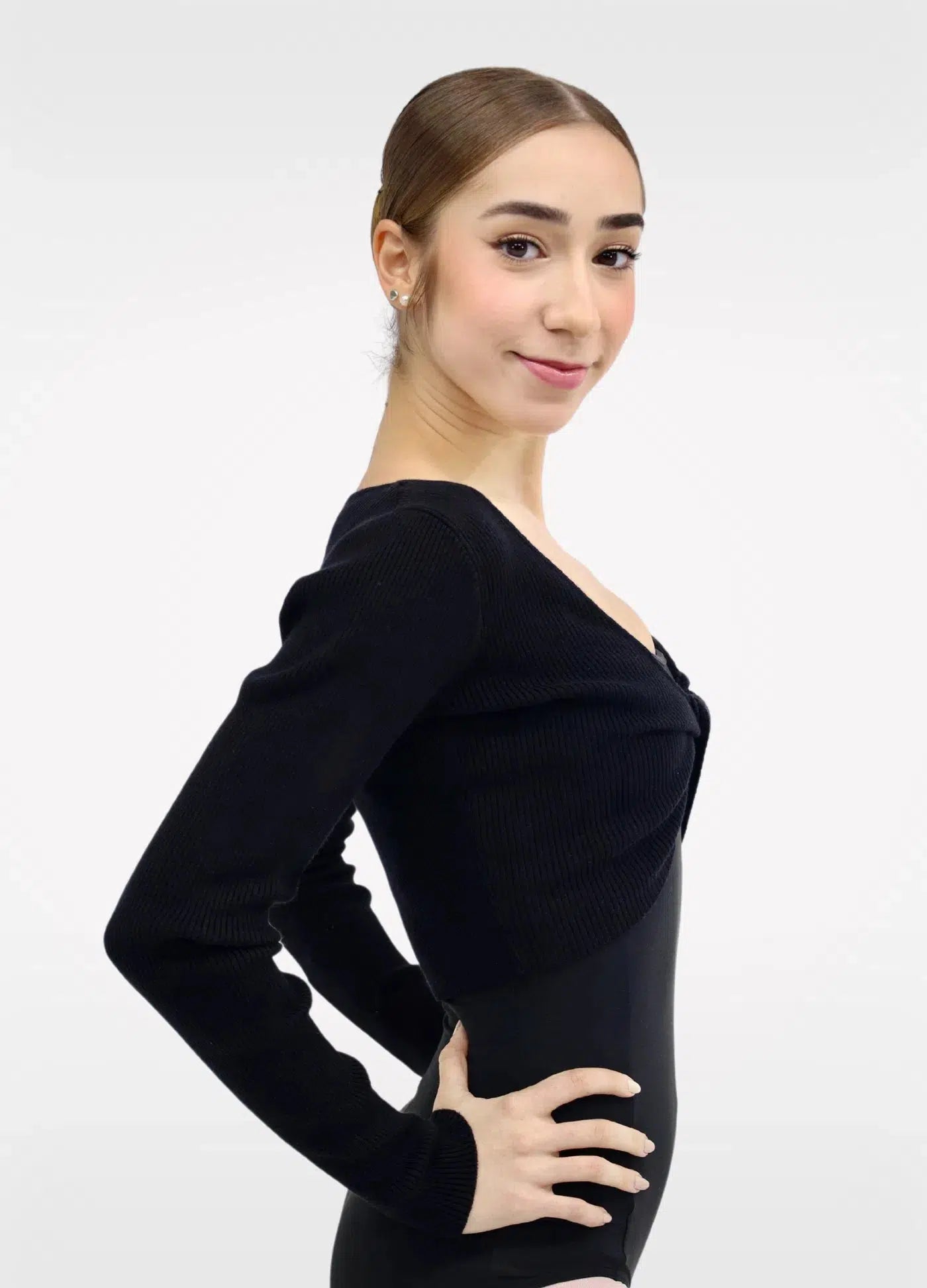 Bolero Manga Comprida com Nó - Preto-Capezio-Brasil