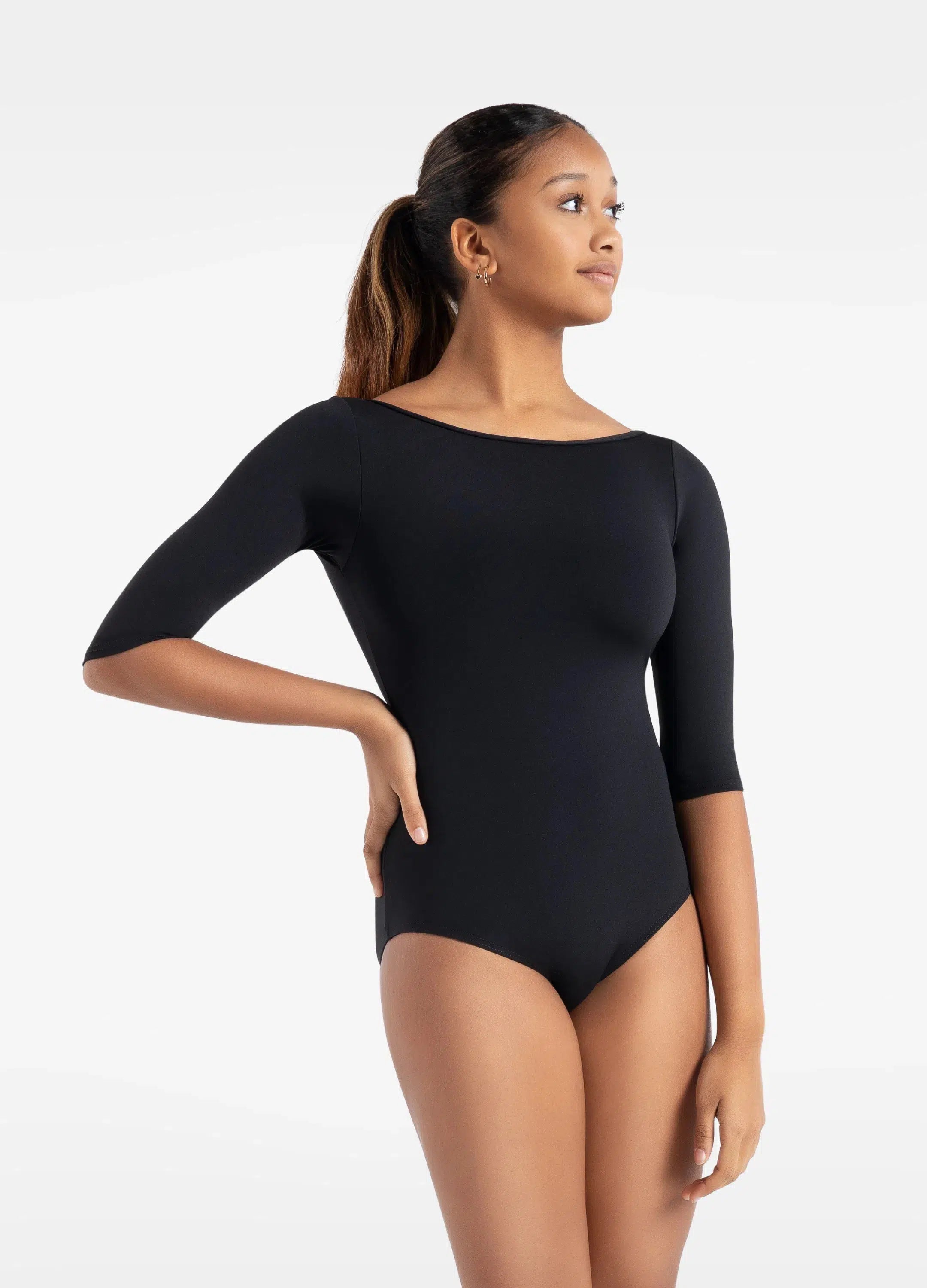 Collant Gola Canoa com Manga 3/4 - BLK-Capezio-Brasil