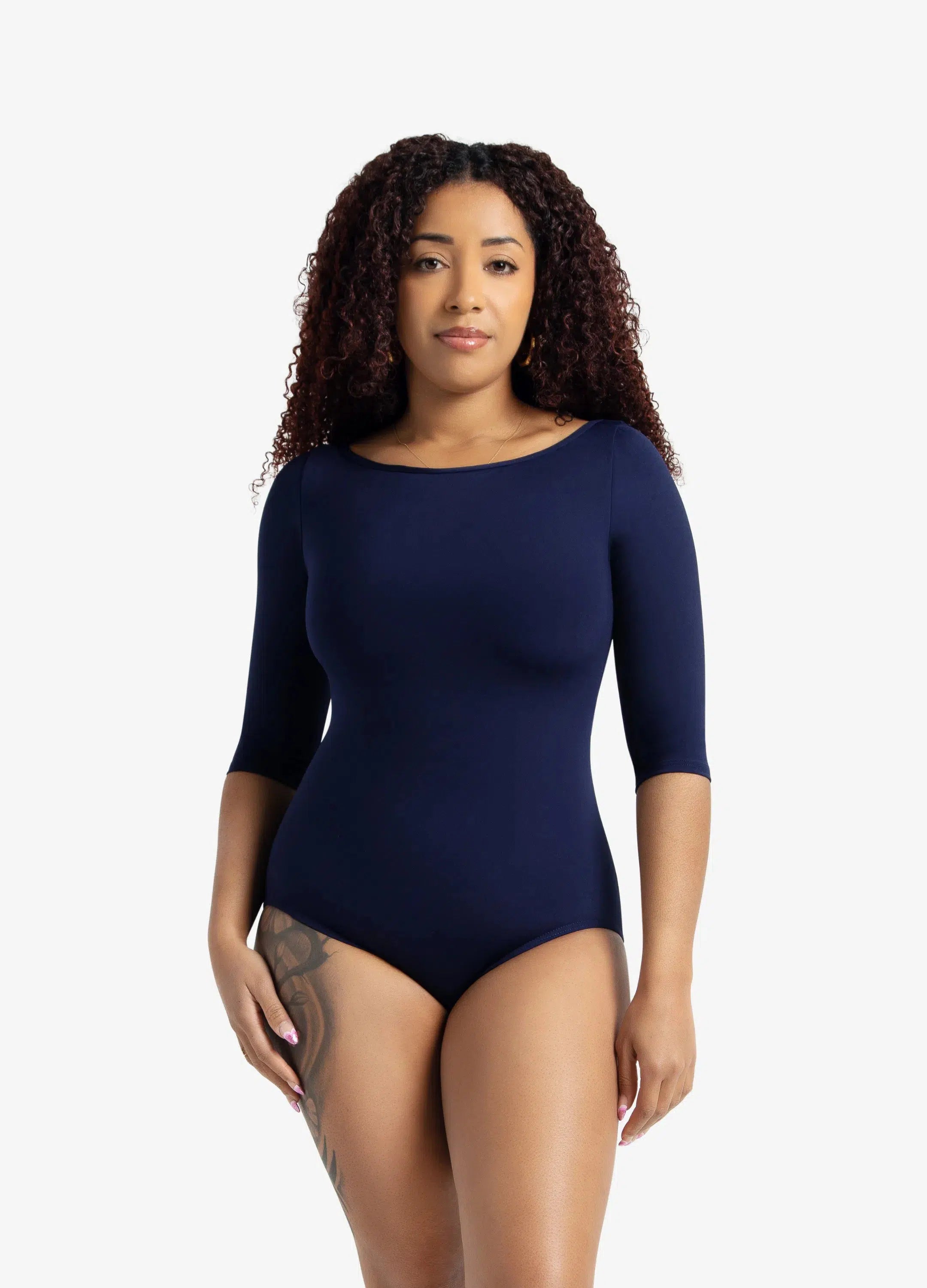 Collant Gola Canoa com Manga 3/4 - NAV-Capezio-Brasil