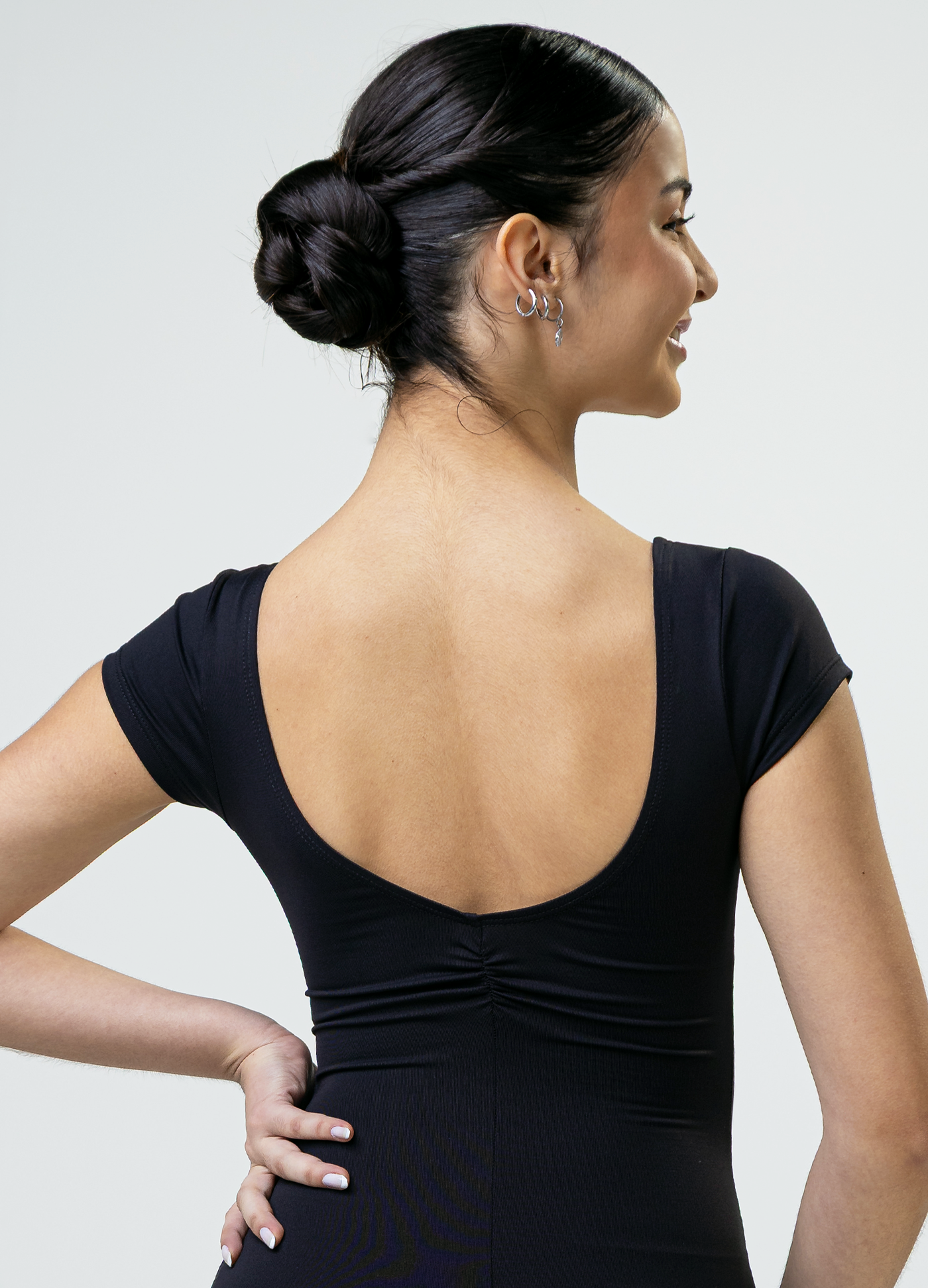 Collant Manga Curta com Franzidos-Capezio-Brasil