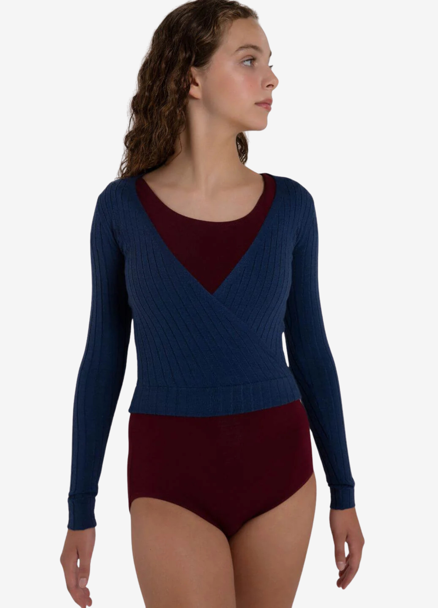 Suéter Transpassado - Azul-Capezio-Brasil