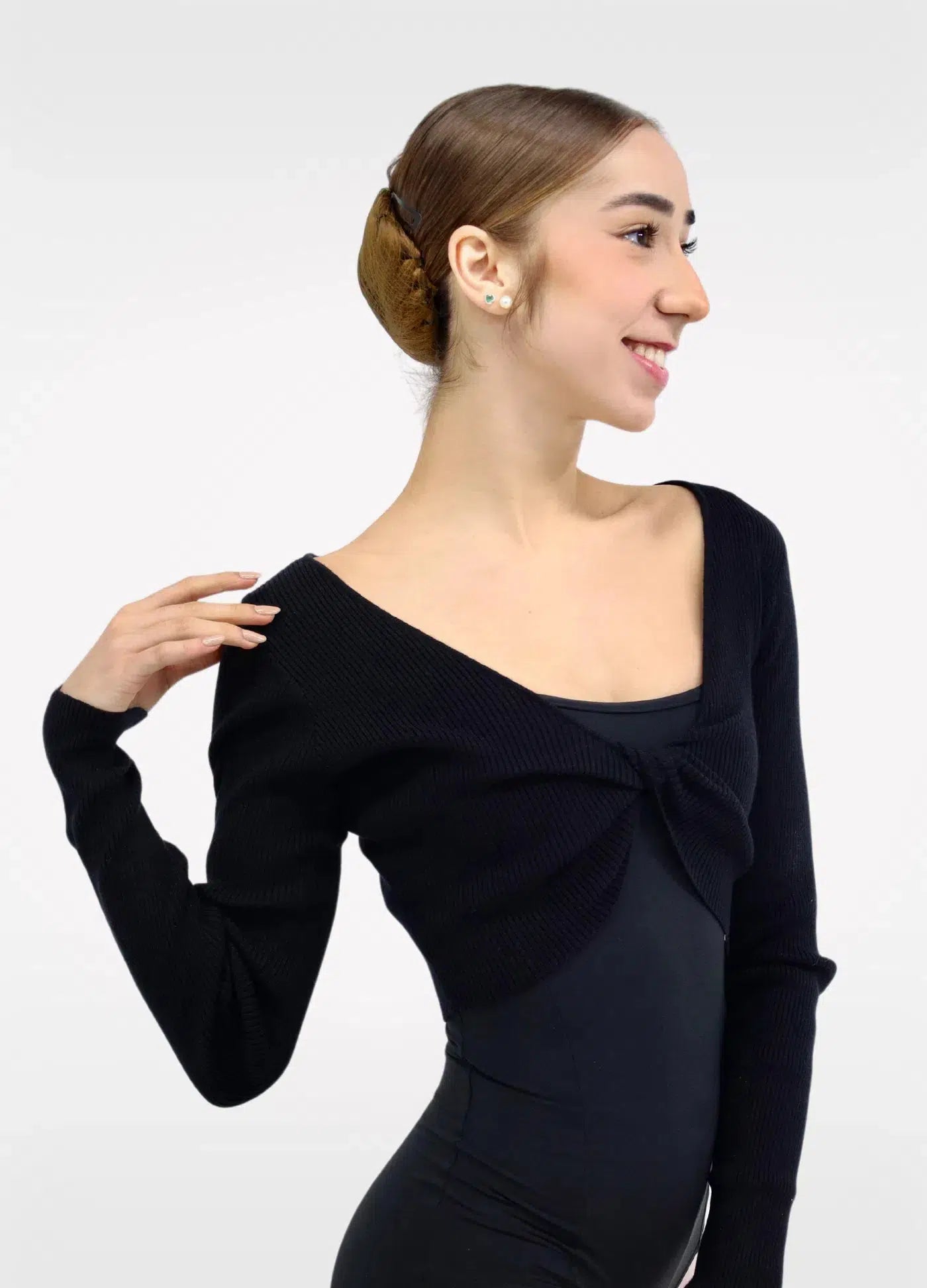 Bolero Manga Comprida com Nó - Preto-Capezio Brazil-P/S-BLACK-Capezio Brazil